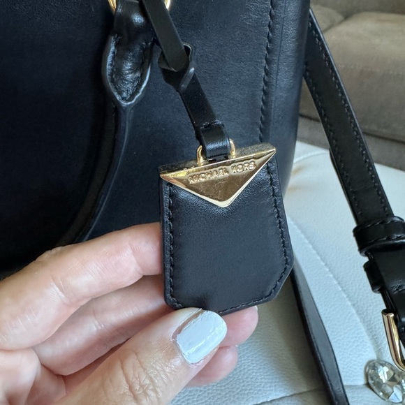 Michael Kors Black Leather Benning Handbag Crossbody Adjustable Straps Handles - Picture 15 of 15